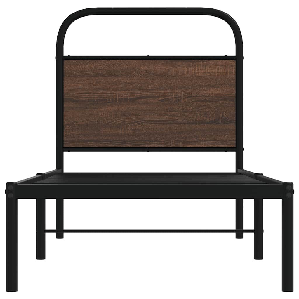 Cadre de lit sans matelas 75x190cm chêne marron bois ingénierie