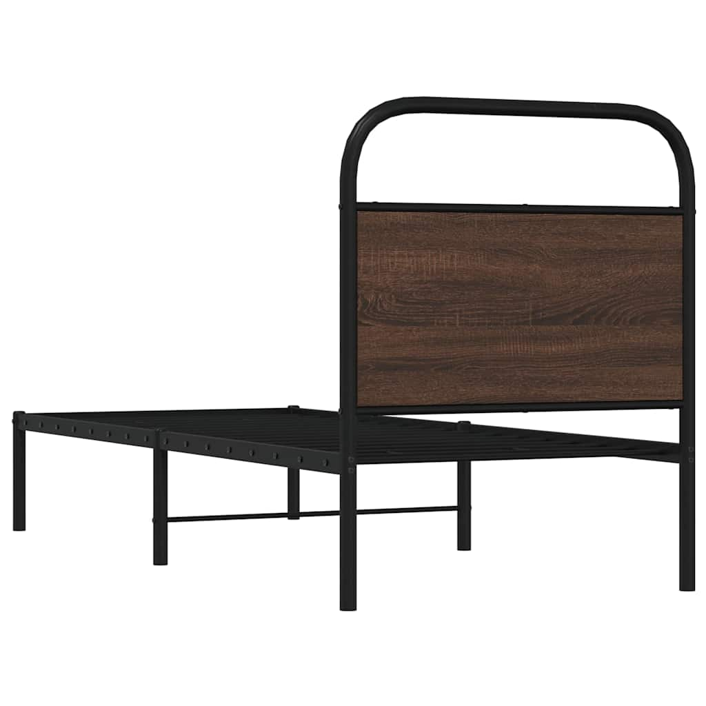 Cadre de lit sans matelas 75x190cm chêne marron bois ingénierie