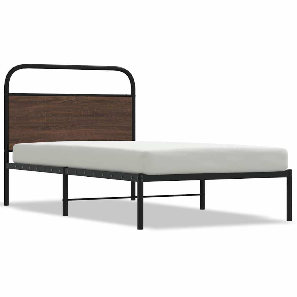 Cadre de lit sans matelas 90x190cm chêne marron bois ingénierie