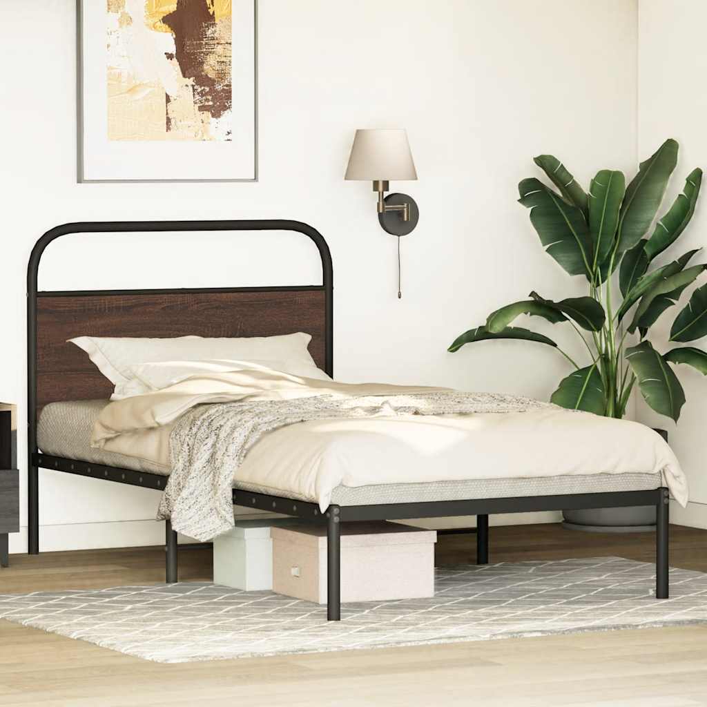 Cadre de lit sans matelas 90x190cm chêne marron bois ingénierie