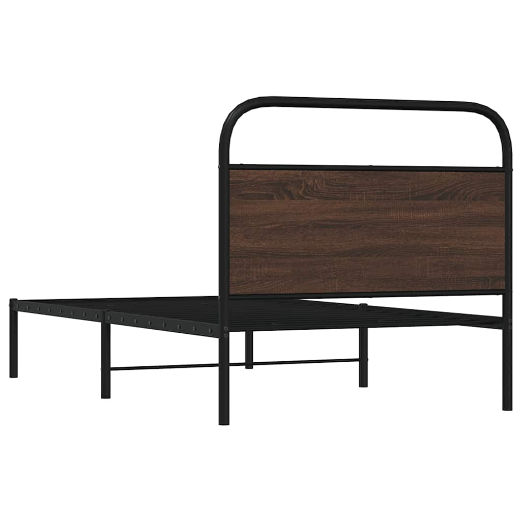 Cadre de lit sans matelas 90x190cm chêne marron bois ingénierie