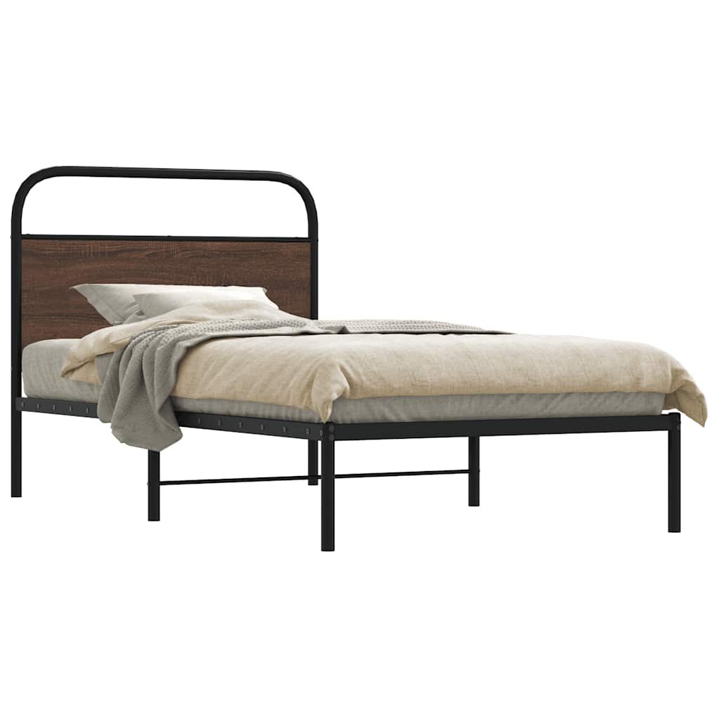 Cadre de lit sans matelas 90x190cm chêne marron bois ingénierie