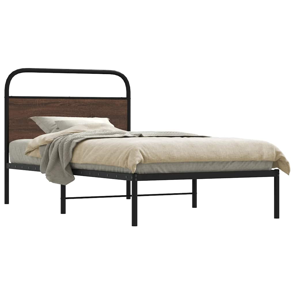 Bed frame without mattress 100x200 cm brown oak