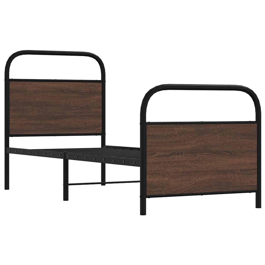 Cadre de lit sans matelas 75x190cm chêne marron bois ingénierie