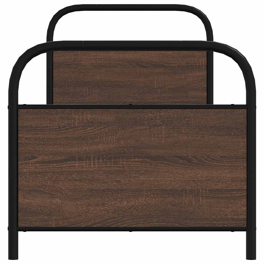 Cadre de lit sans matelas 75x190cm chêne marron bois ingénierie