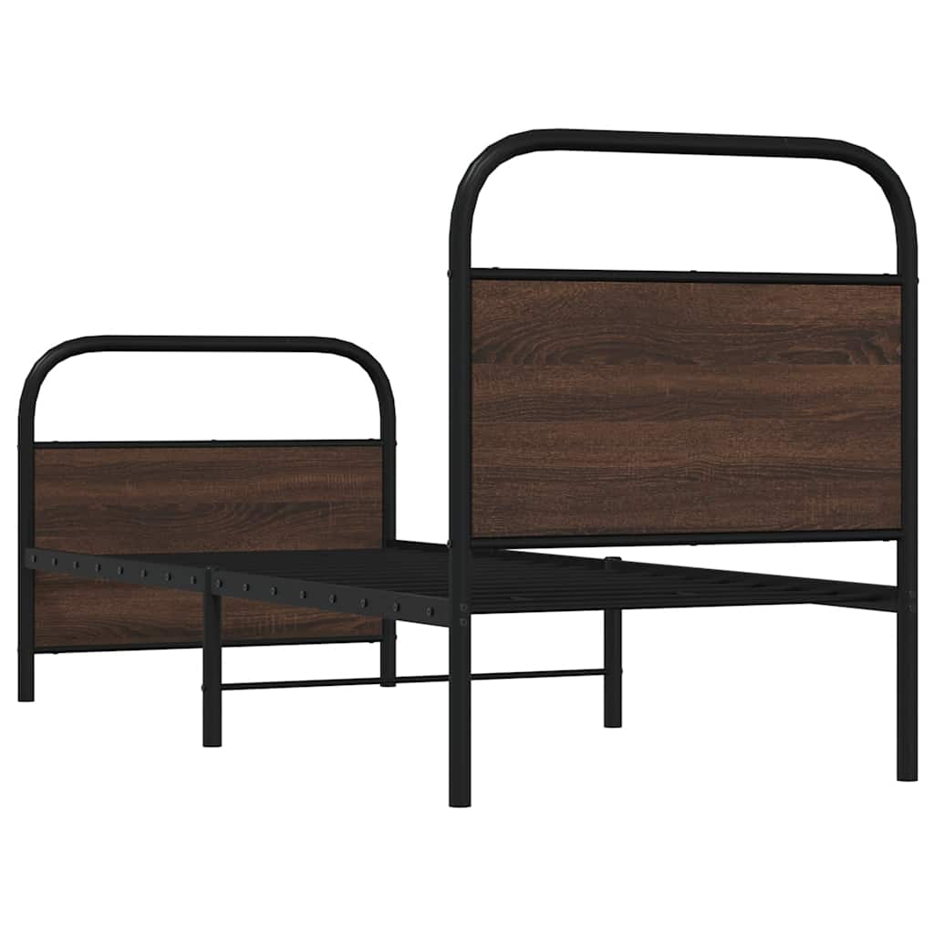 Cadre de lit sans matelas 75x190cm chêne marron bois ingénierie