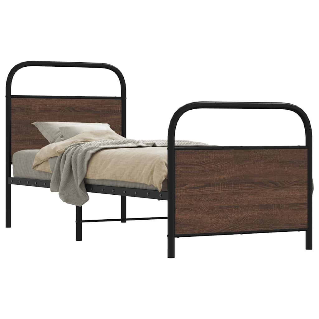 Cadre de lit sans matelas 80x200cm chêne marron bois ingénierie