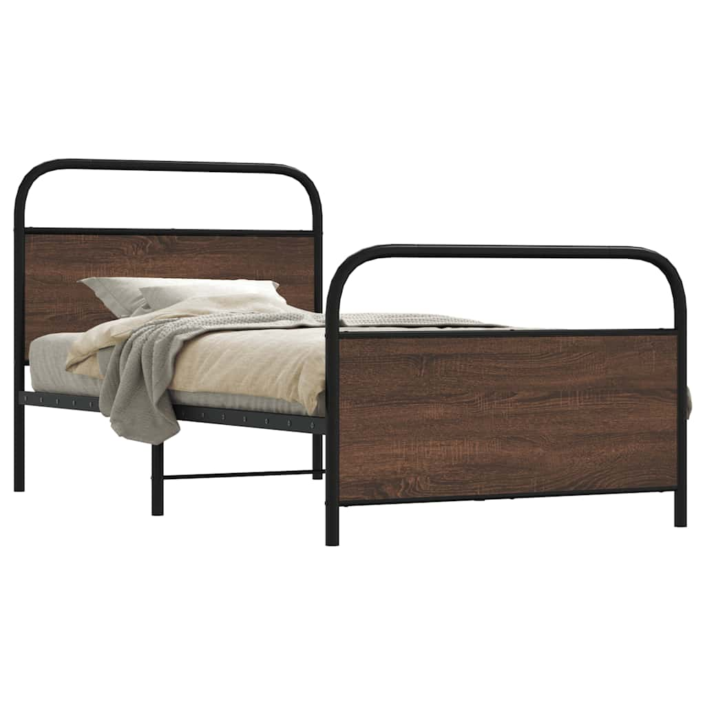 Bed frame without mattress 90x200cm oak brown engineered wood