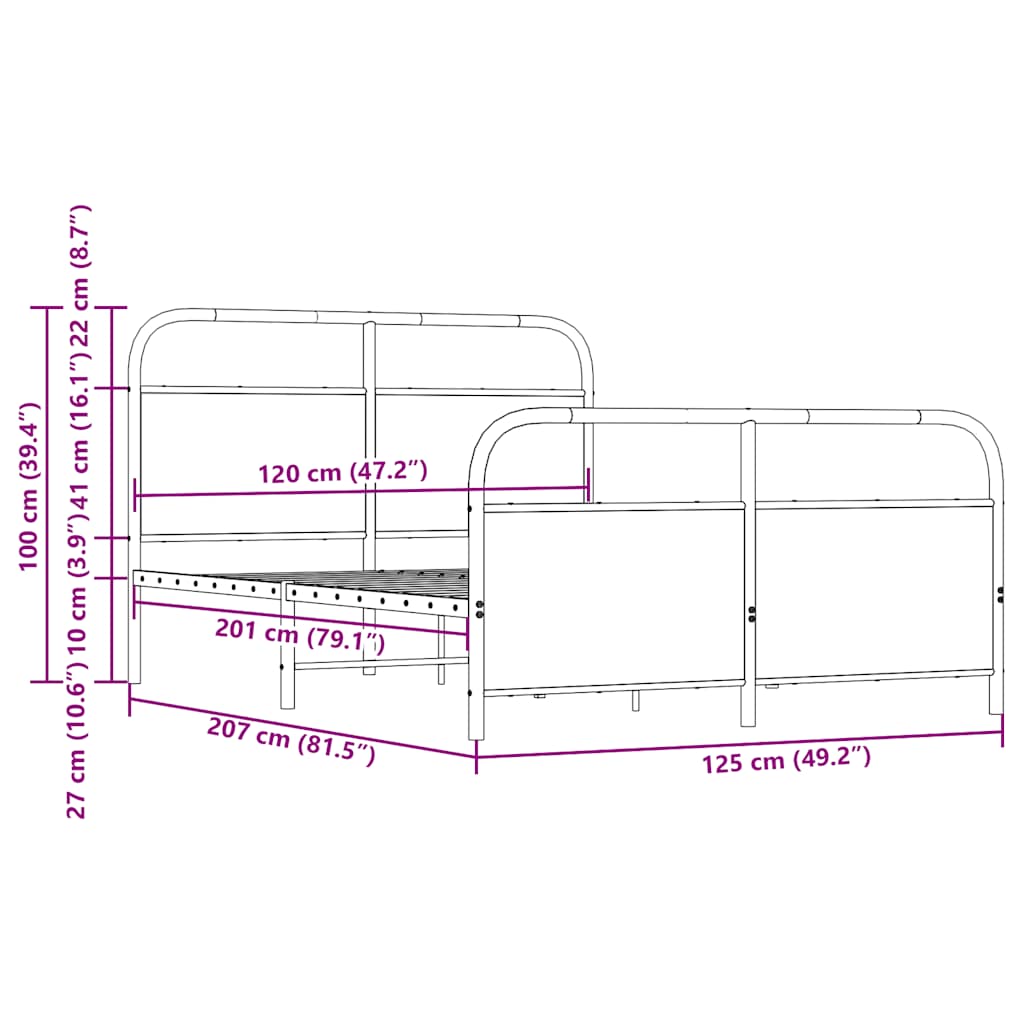 Bed frame without mattress 120x200 cm brown oak