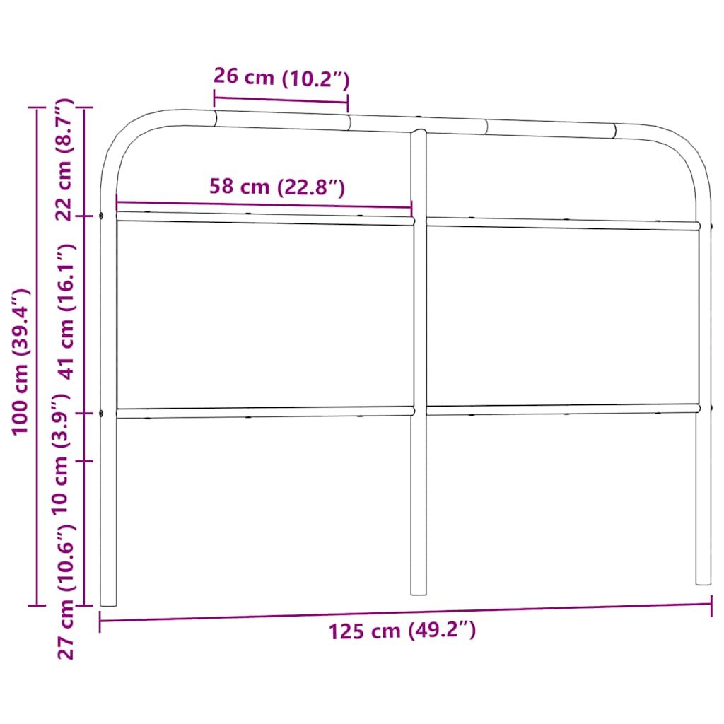 Tête de lit chêne marron 120 cm acier et bois d'ingénierie