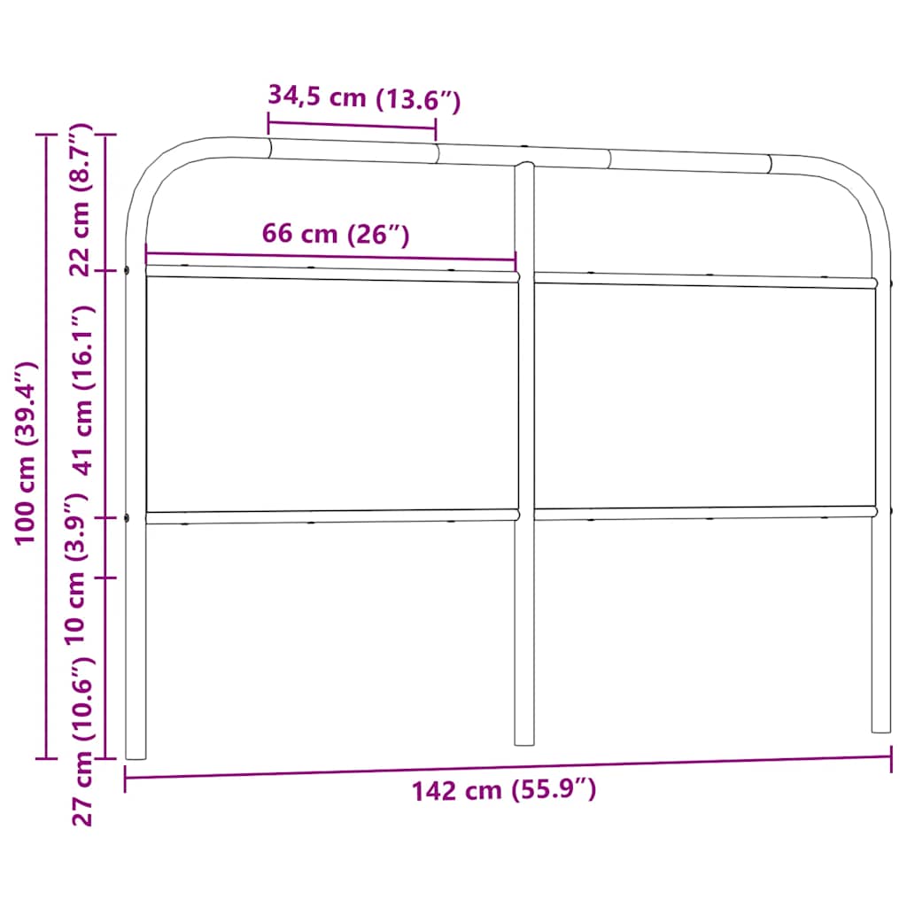 Tête de lit chêne marron 135 cm acier et bois d'ingénierie