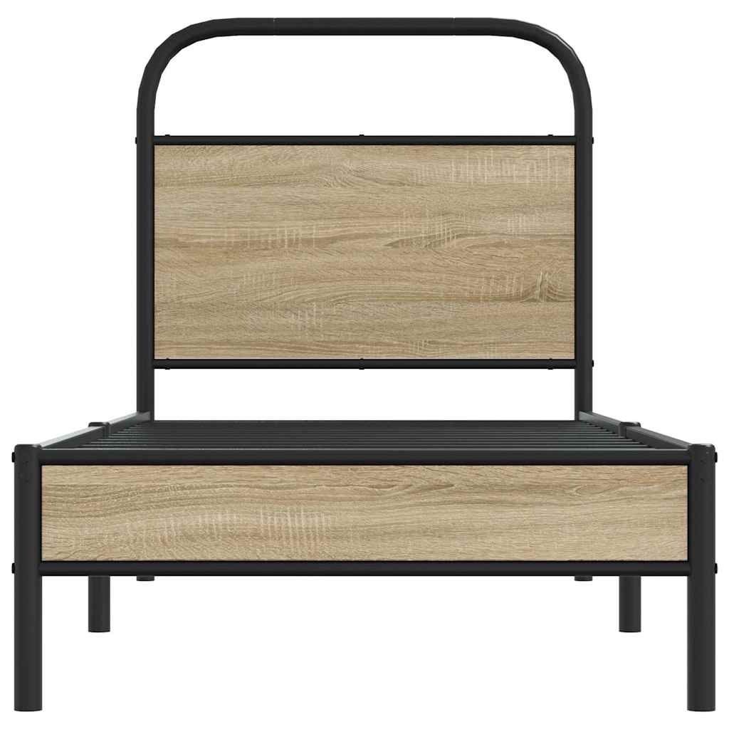 Cadre de lit sans matelas chêne fumé 75x190cm bois d'ingénierie