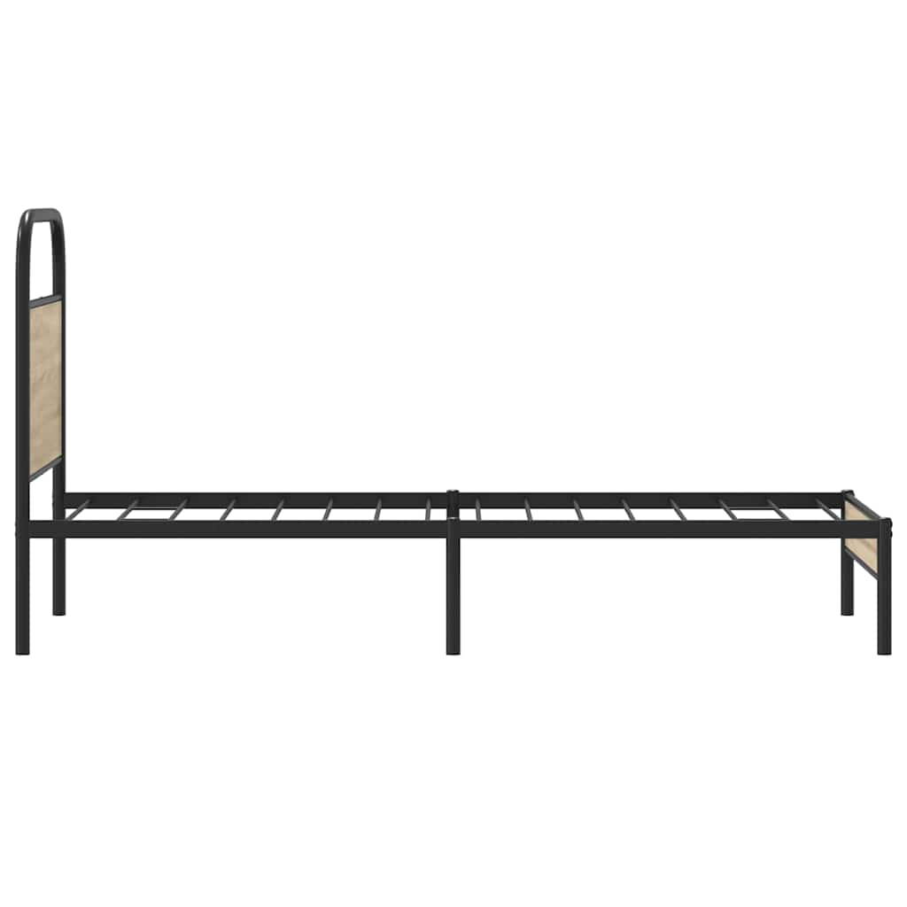 Cadre de lit sans matelas chêne fumé 75x190cm bois d'ingénierie