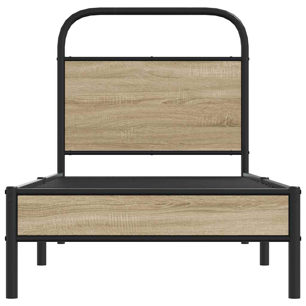 Cadre de lit sans matelas 80x200cm chêne fumé bois d'ingénierie