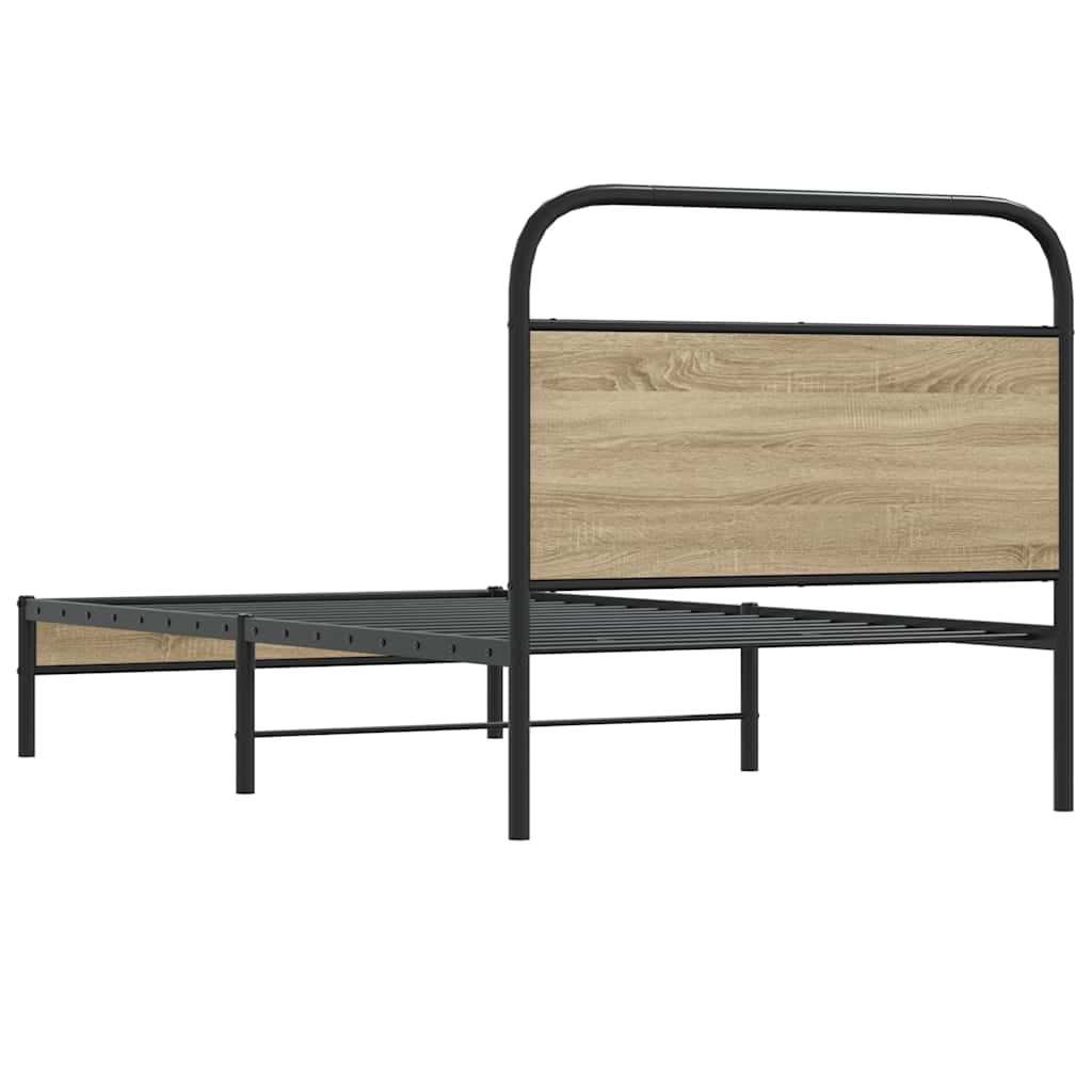 Cadre de lit sans matelas 90x190cm chêne fumé bois d'ingénierie