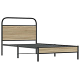 Cadre de lit sans matelas 90x190cm chêne fumé bois d'ingénierie