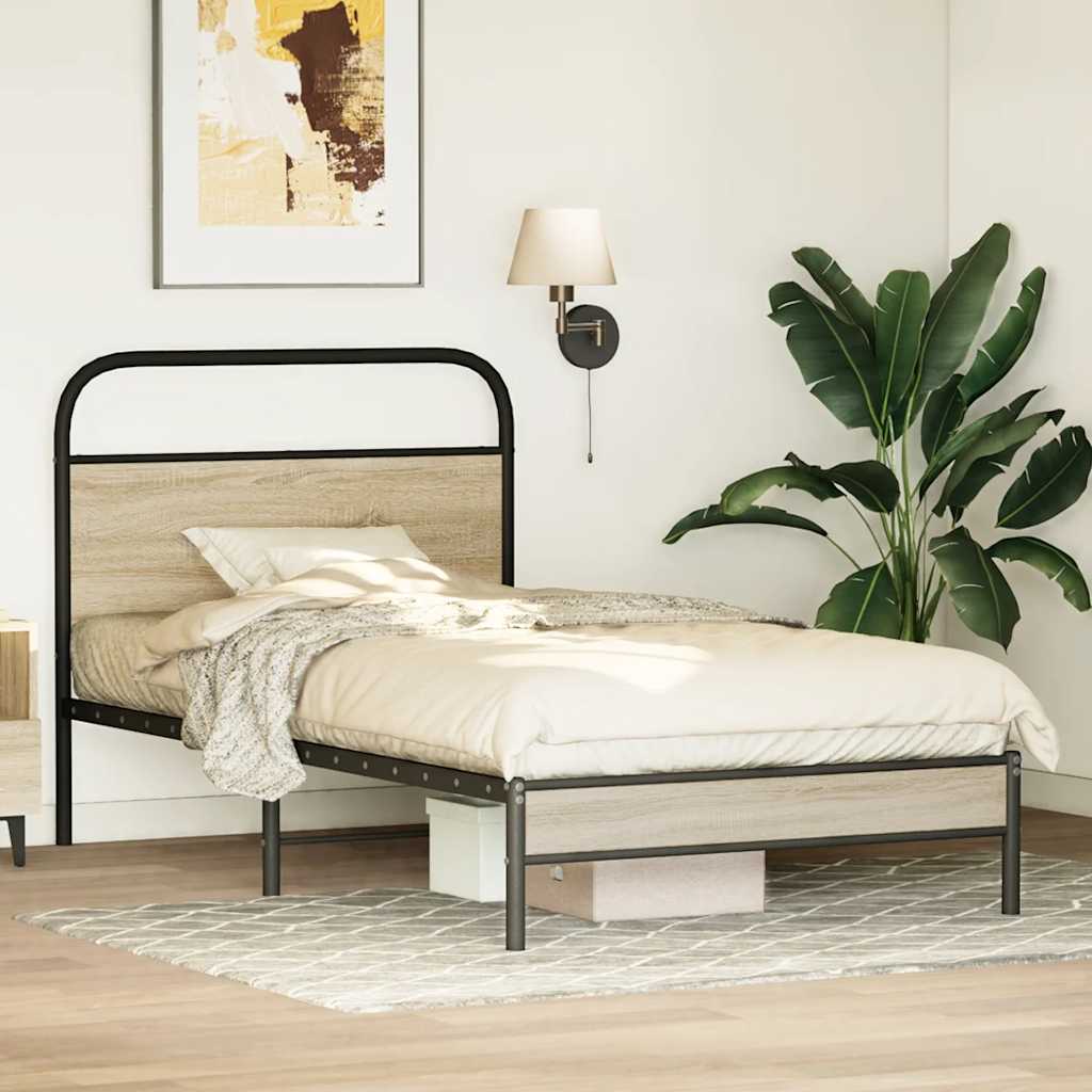 Cadre de lit sans matelas 100x190 cm chêne fumé bois ingénierie