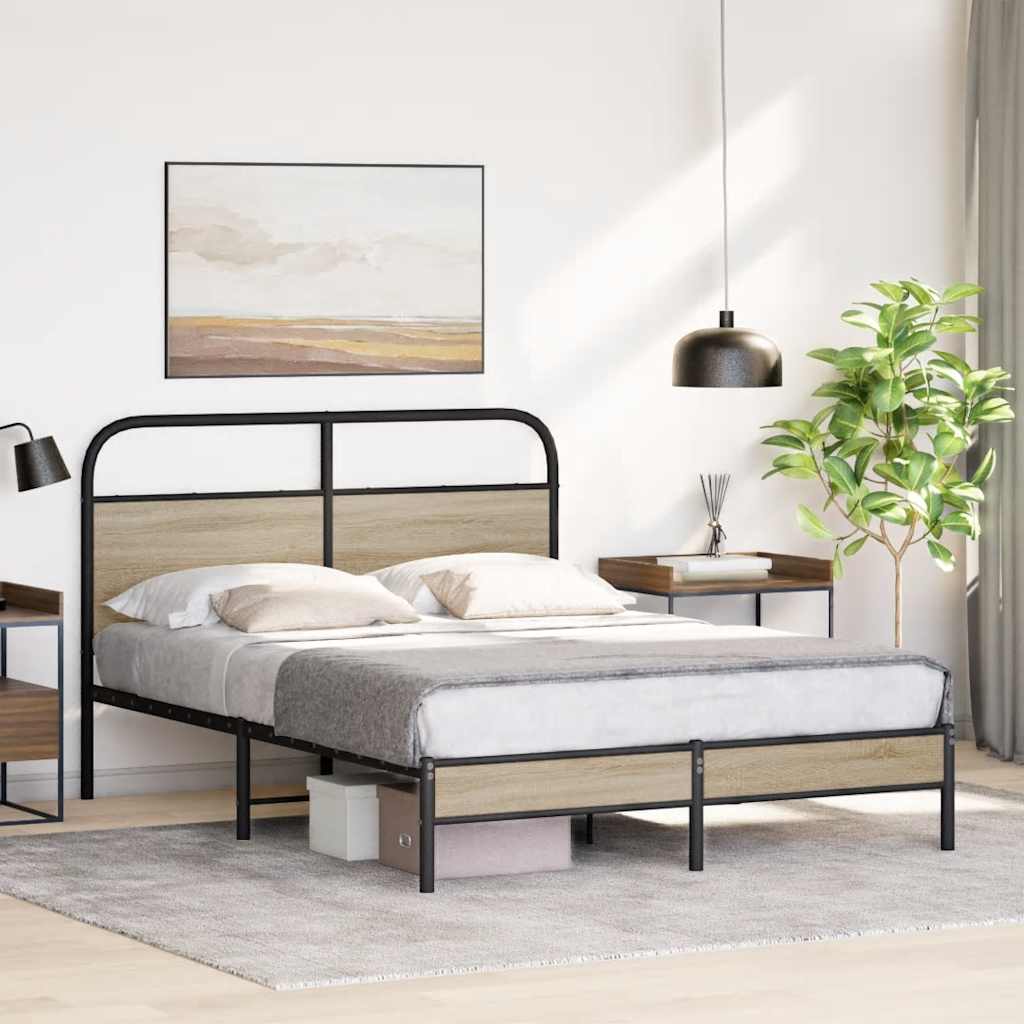 Cadre de lit sans matelas 120x190 cm chêne fumé bois ingénierie