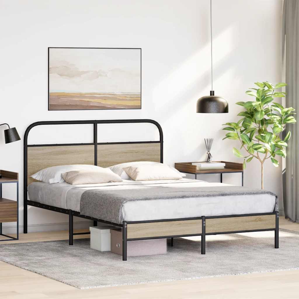 Cadre de lit sans matelas 120x200 cm chêne fumé bois ingénierie