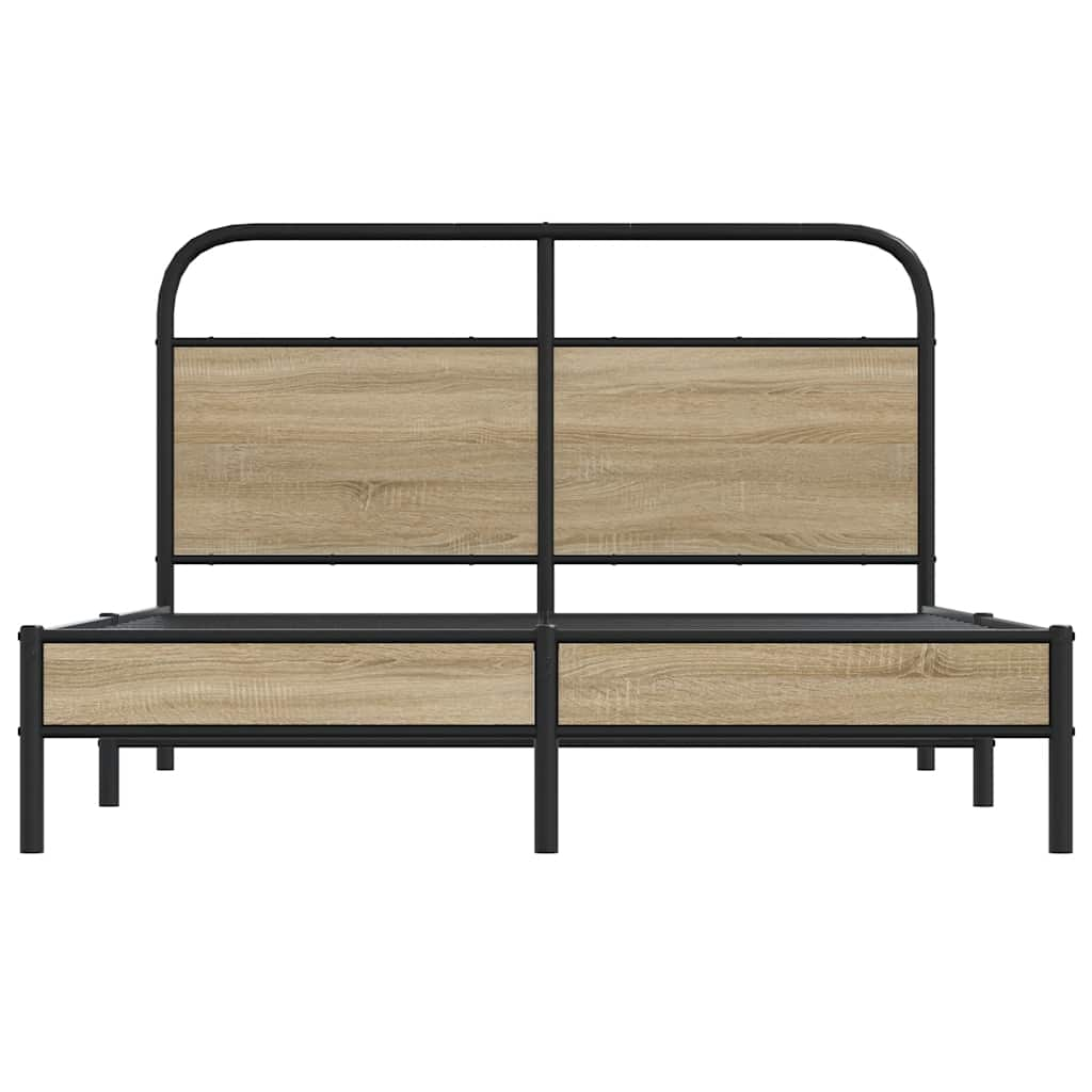 Cadre de lit sans matelas 135x190 cm chêne fumé bois ingénierie