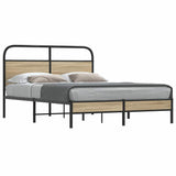 Cadre de lit sans matelas 135x190 cm chêne fumé bois ingénierie