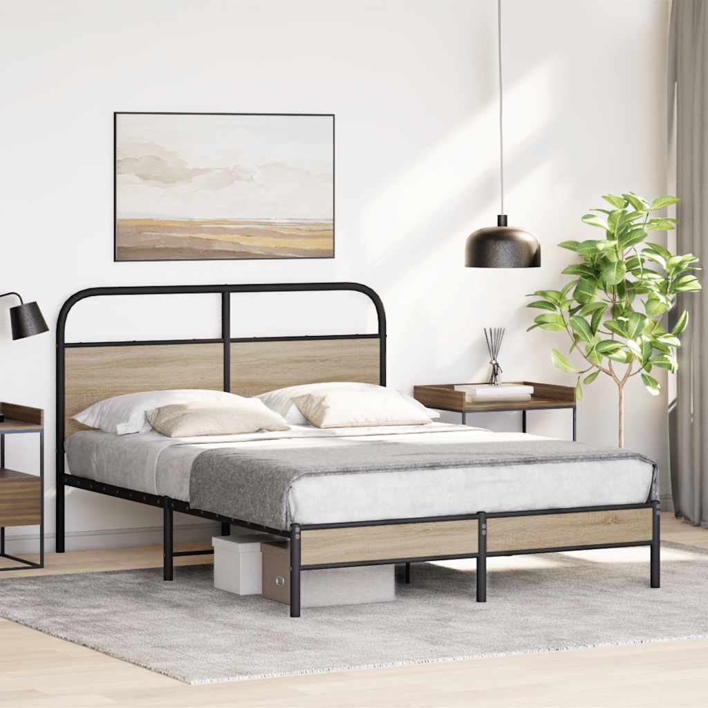 Cadre de lit sans matelas 140x190 cm chêne fumé bois ingénierie