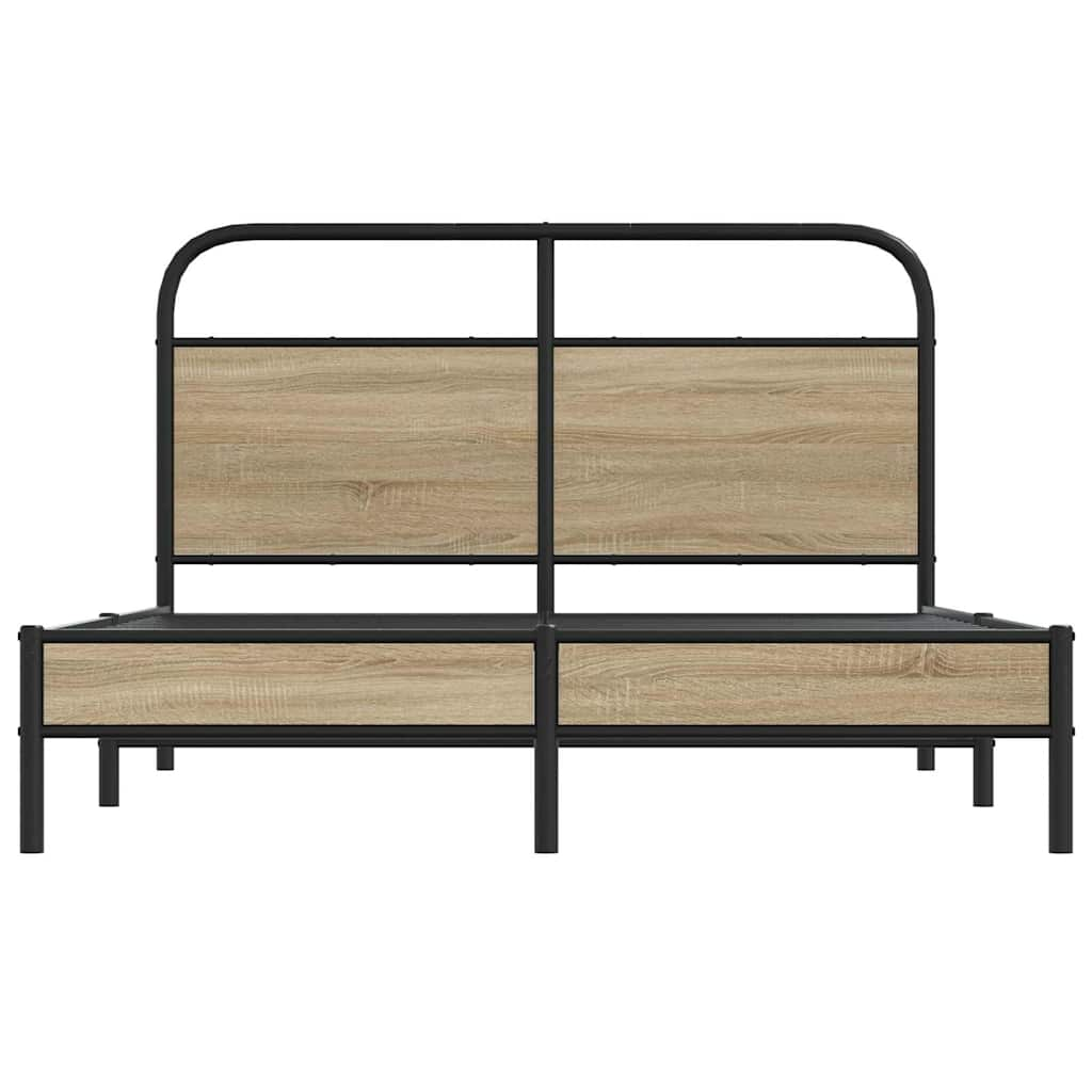 Cadre de lit sans matelas 140x190 cm chêne fumé bois ingénierie