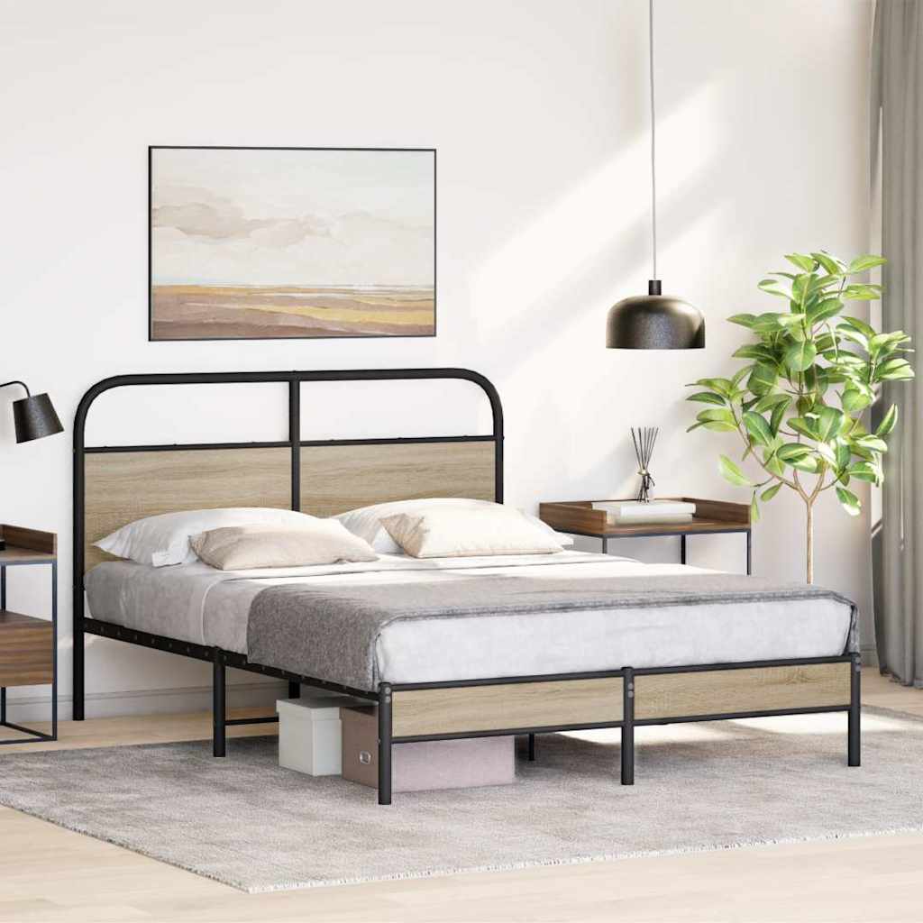 Cadre de lit sans matelas 140x200 cm chêne fumé bois ingénierie