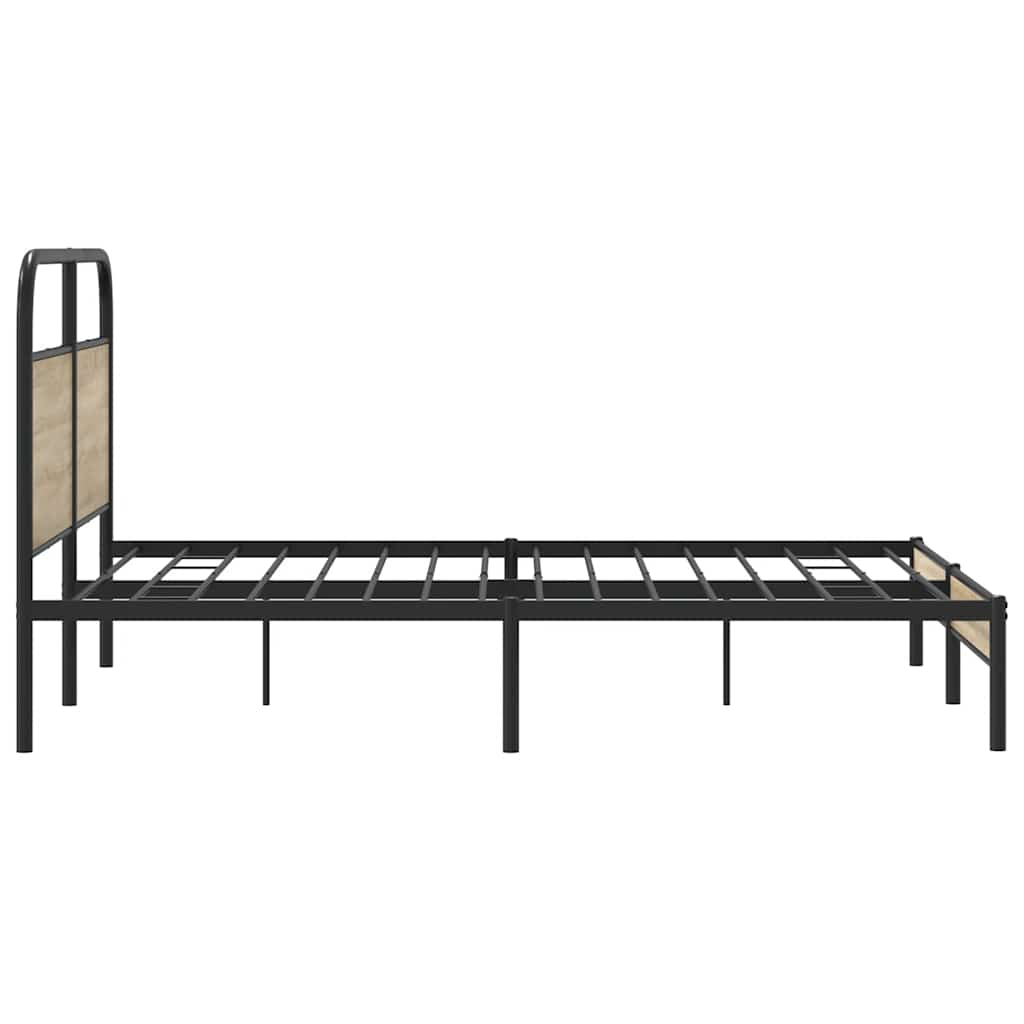 Bed frame without mattress 150x200 cm smoked oak engineered wood