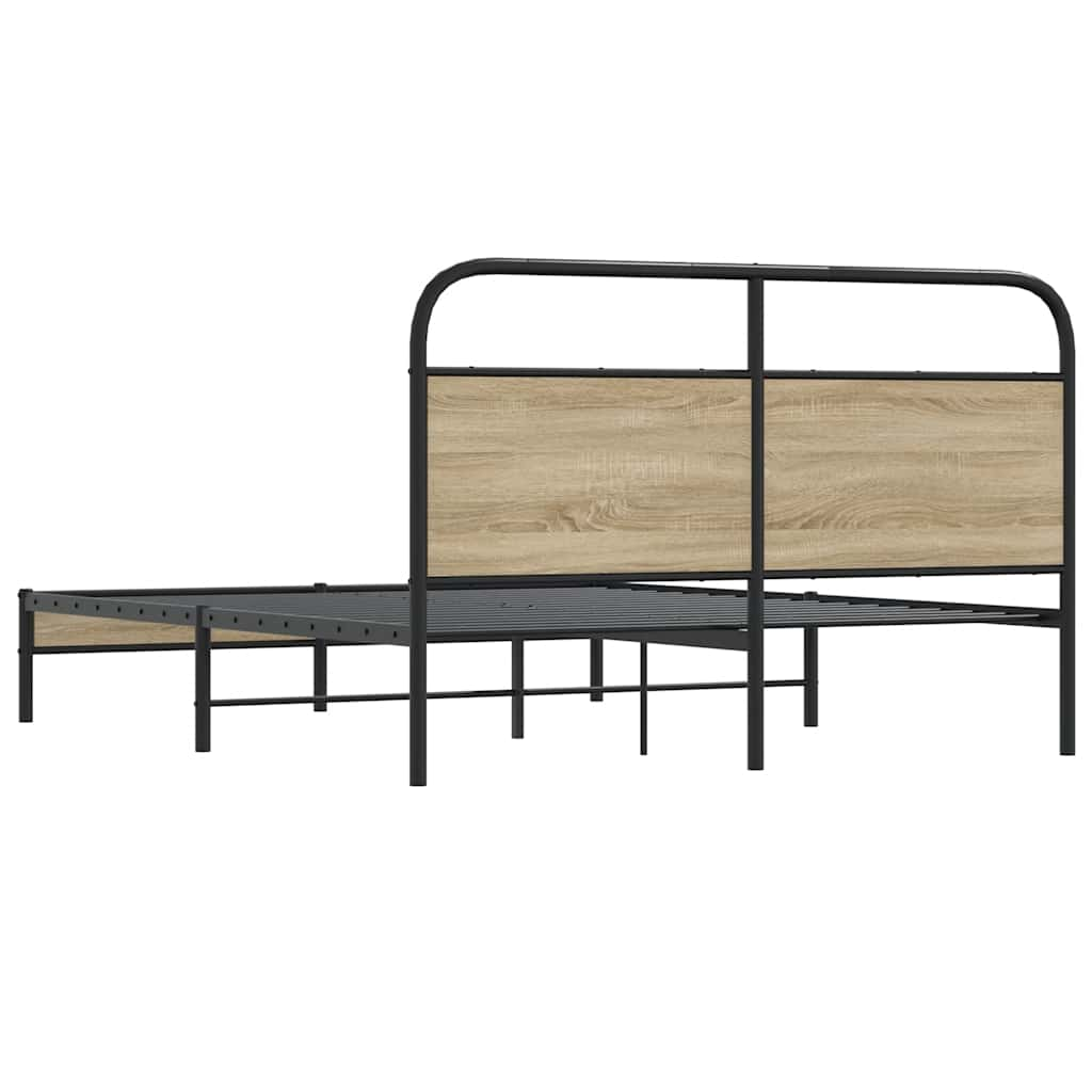 Bed frame without mattress 150x200 cm smoked oak engineered wood