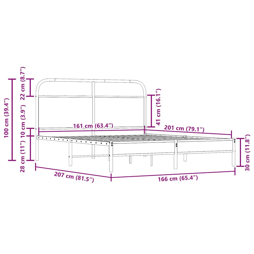 Bettgestell ohne Matratze 160x200 cm, Holzwerkstoff aus geräucherter Eiche