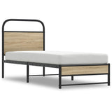 Cadre de lit sans matelas chêne fumé 75x190cm bois d'ingénierie