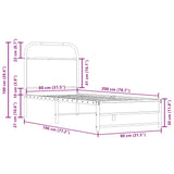 Bed frame without mattress 80x200cm smoked oak engineered wood