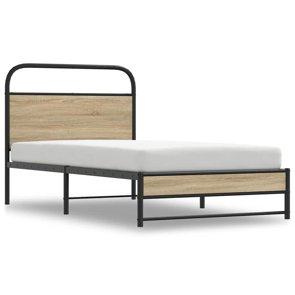 Cadre de lit sans matelas 90x190cm chêne fumé bois d'ingénierie