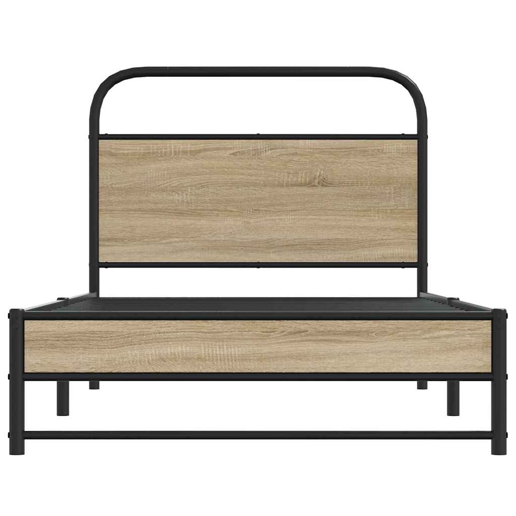 Cadre de lit sans matelas 90x190cm chêne fumé bois d'ingénierie