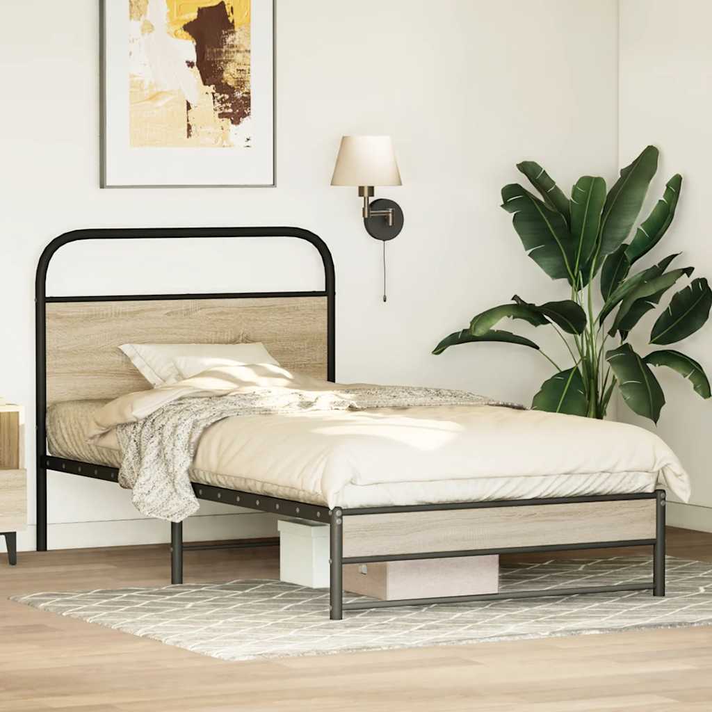 Cadre de lit sans matelas 100x190 cm chêne fumé bois ingénierie