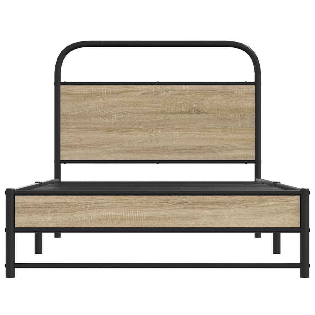 Cadre de lit sans matelas 100x190 cm chêne fumé bois ingénierie