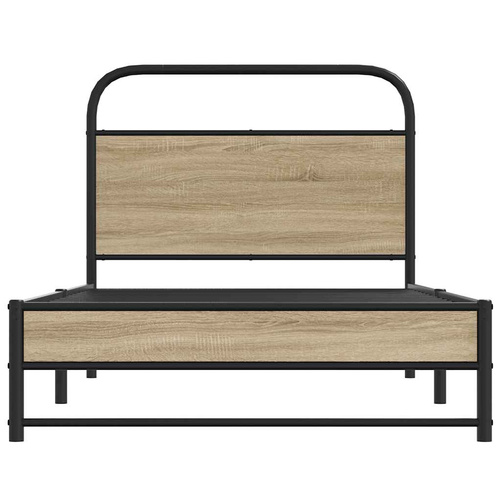 Cadre de lit sans matelas 107x203 cm chêne fumé bois ingénierie