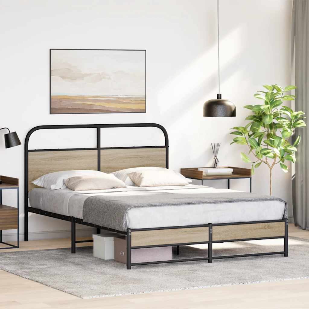 Cadre de lit sans matelas 120x190 cm chêne fumé bois ingénierie