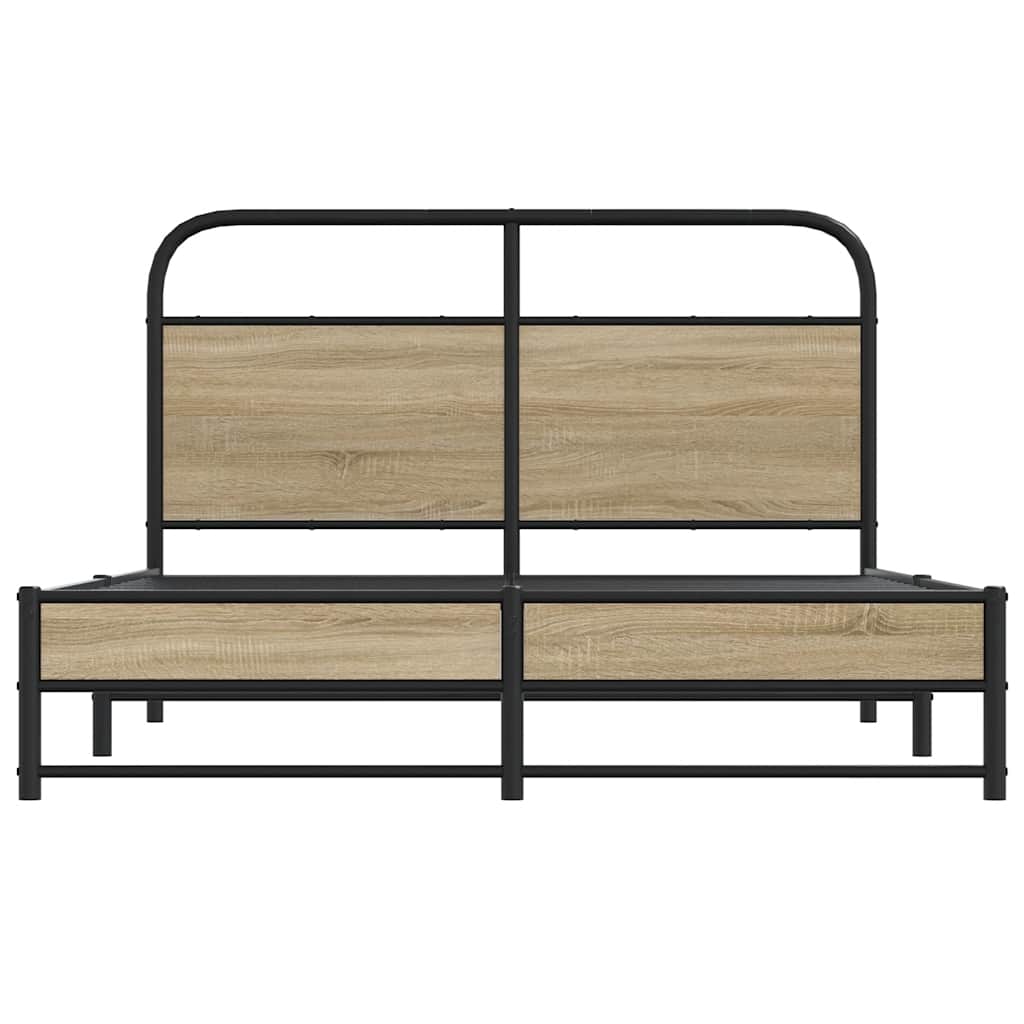 Cadre de lit sans matelas 135x190 cm chêne fumé bois ingénierie