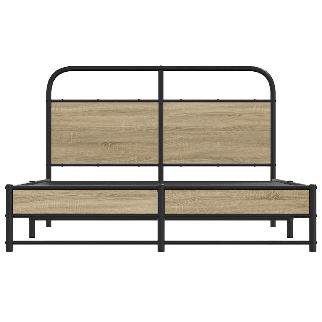 Bed frame without mattress 140x190 cm smoked oak engineered wood