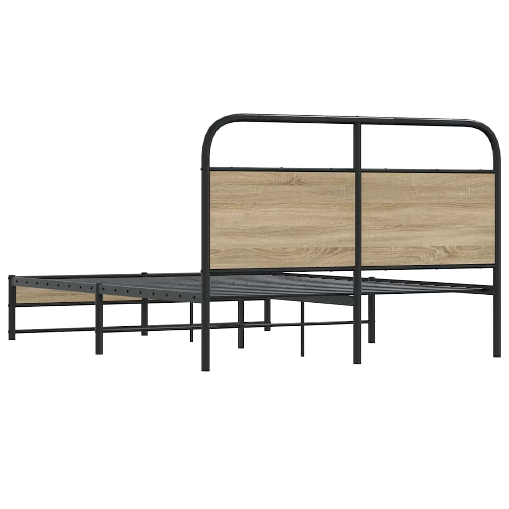 Bed frame without mattress 140x190 cm smoked oak engineered wood