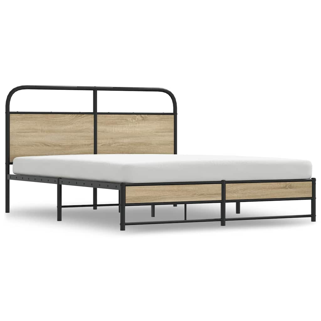 Cadre de lit sans matelas 150x200 cm chêne fumé bois ingénierie