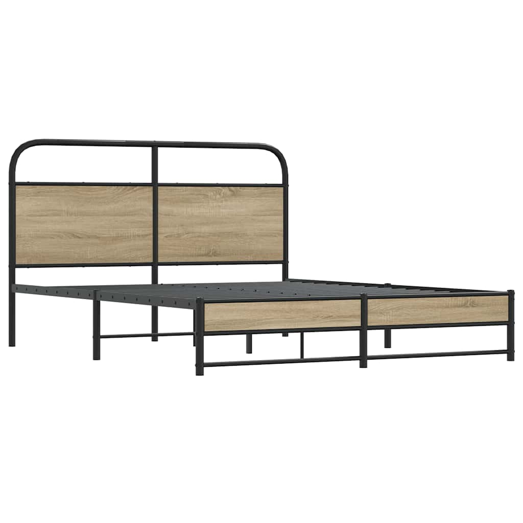 Cadre de lit sans matelas 150x200 cm chêne fumé bois ingénierie