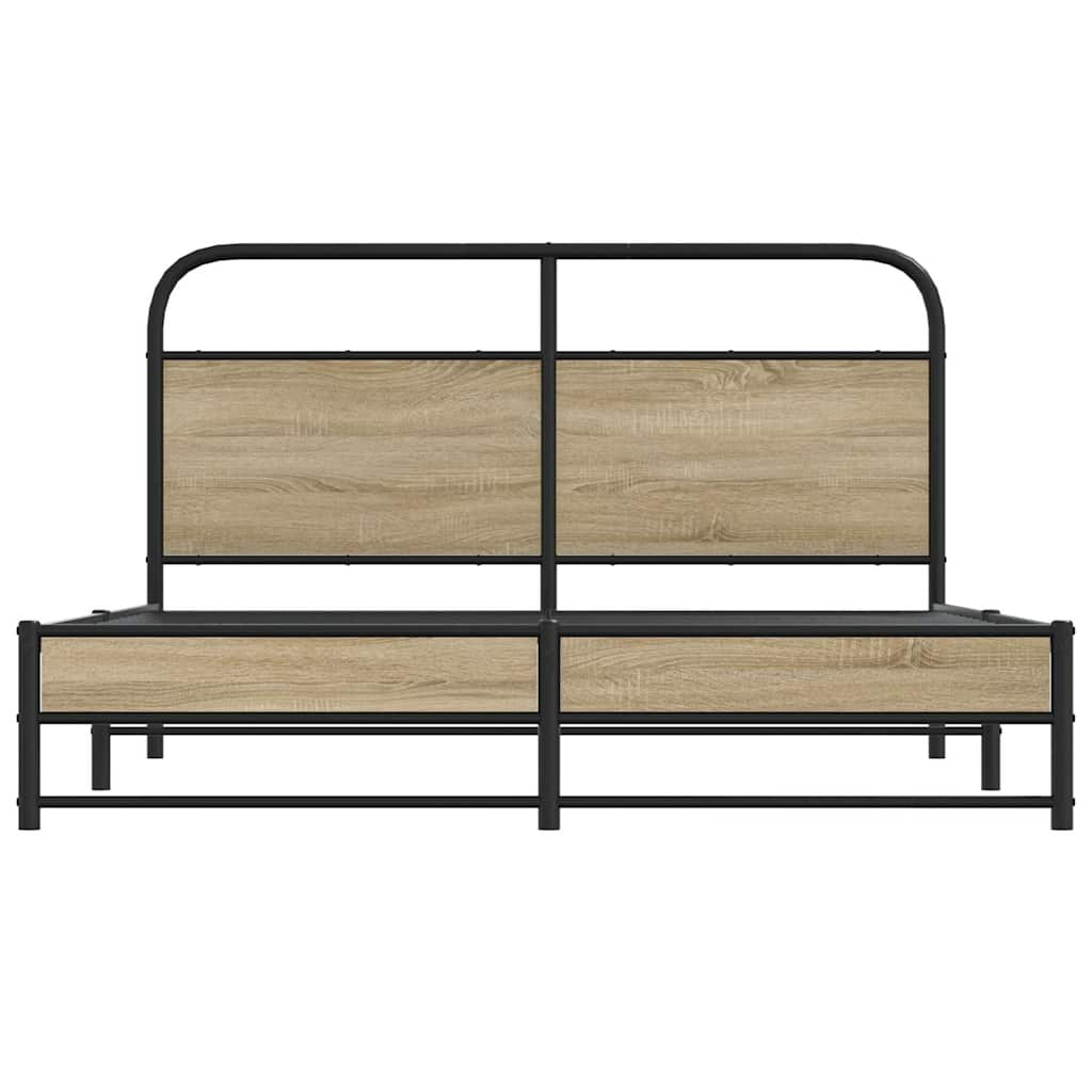 Cadre de lit sans matelas 150x200 cm chêne fumé bois ingénierie