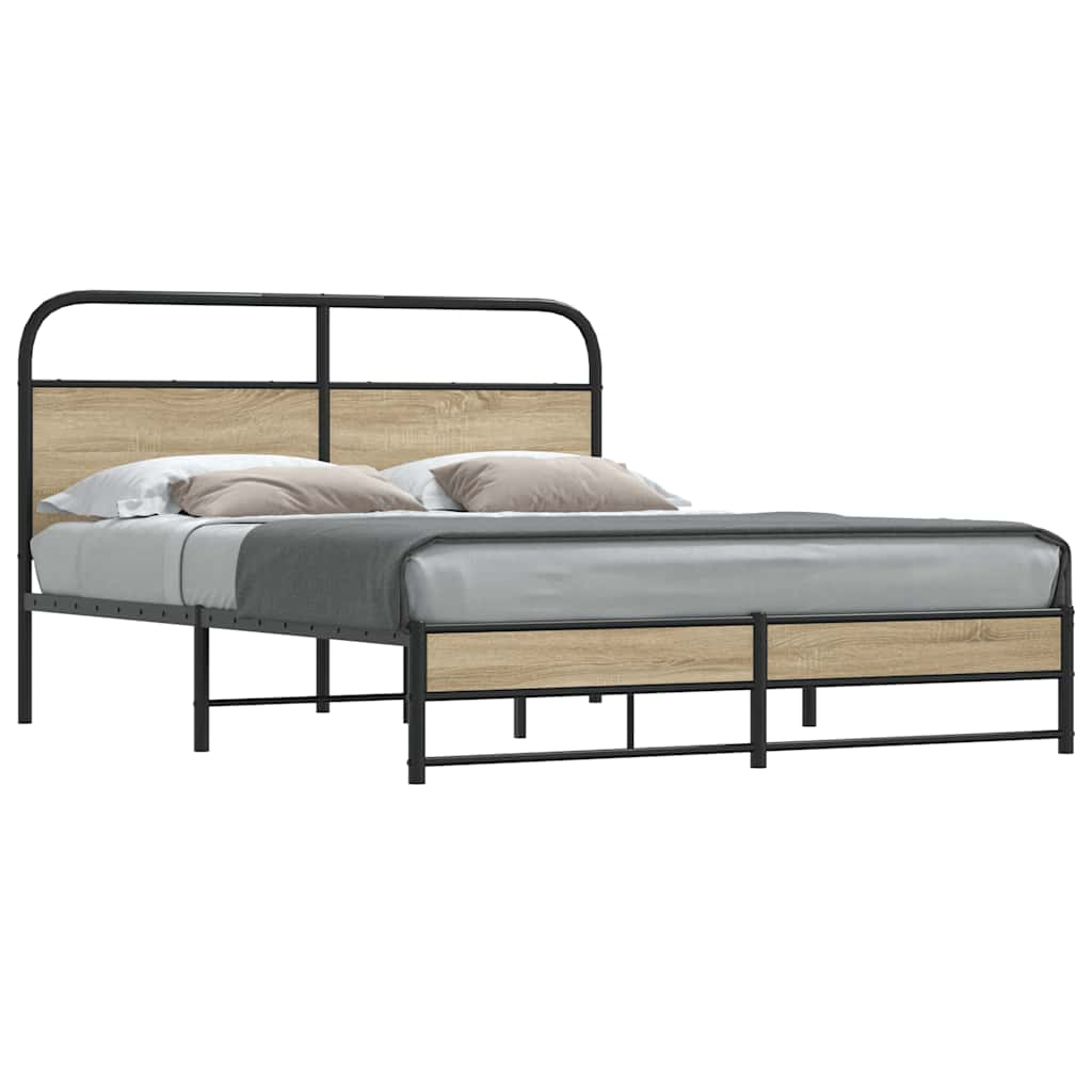 Cadre de lit sans matelas 150x200 cm chêne fumé bois ingénierie