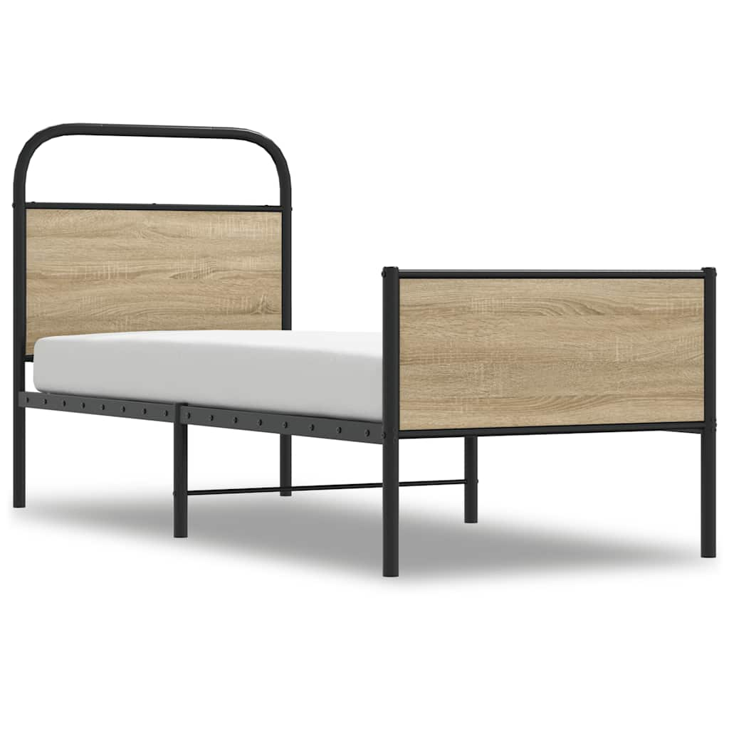 Cadre de lit sans matelas 75x190cm chêne sonoma bois ingénierie