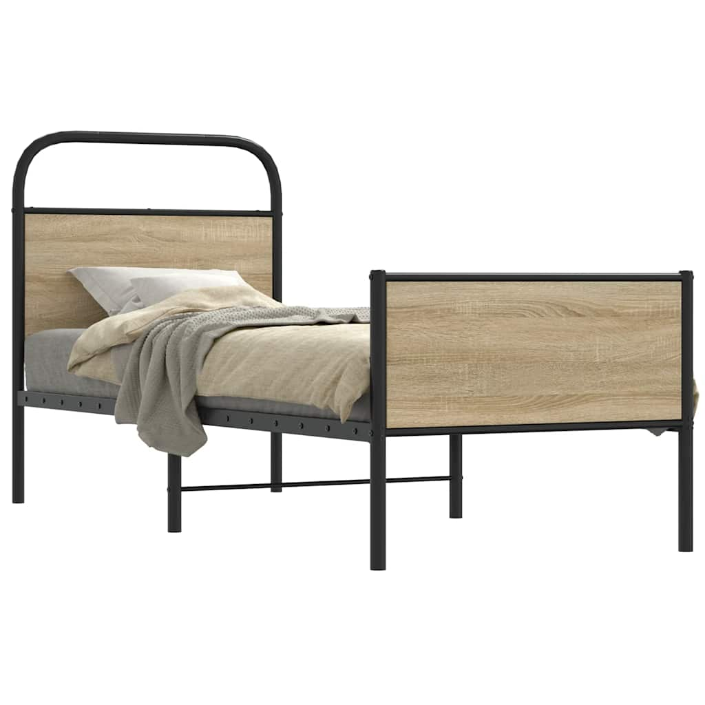 Bed frame without mattress 80x200cm sonoma oak engineered wood