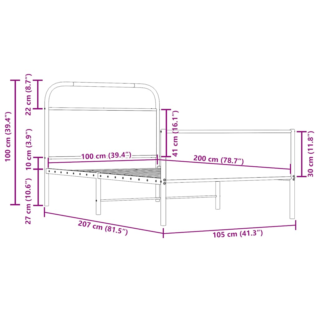 Cadre de lit sans matelas 100x200 cm chêne sonoma