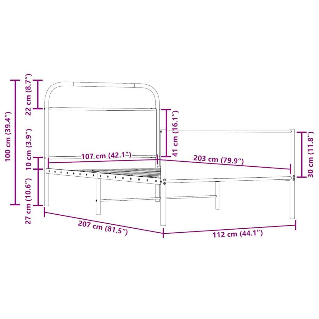 Cadre de lit sans matelas 107x203 cm chêne sonoma